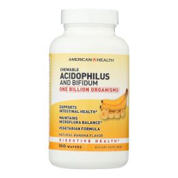 American Health - Acidophilus with Bifidus Chewable Banana - 100 Wafers